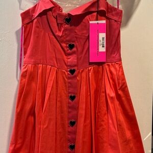 Betsey Johnson Melon Heart Button Dress Size 8 NWT and Spare Buttons